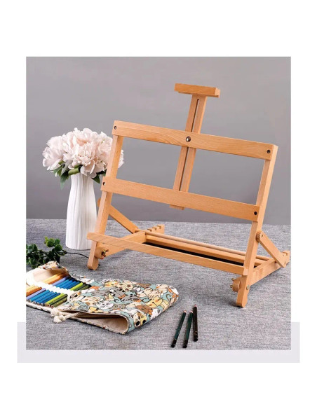 W07B_NATUR,Sevalet pliabil, de masa/birou, din lemn de fag, inaltime maxima 45 cm, panze de max 48 cm, culoare natur, W07B