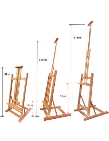 W07A_NATUR,Sevalet din lemn de fag pentru masa, pliabil, reglabil, inaltime 87-178 cm, panze de pana la 120 cm, profesional, cul