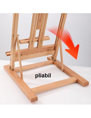 W07A_NATUR,Sevalet din lemn de fag pentru masa, pliabil, reglabil, inaltime 87-178 cm, panze de pana la 120 cm, profesional, cul
