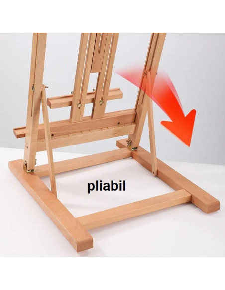 W07A_NATUR,Sevalet din lemn de fag pentru masa, pliabil, reglabil, inaltime 87-178 cm, panze de pana la 120 cm, profesional, cul