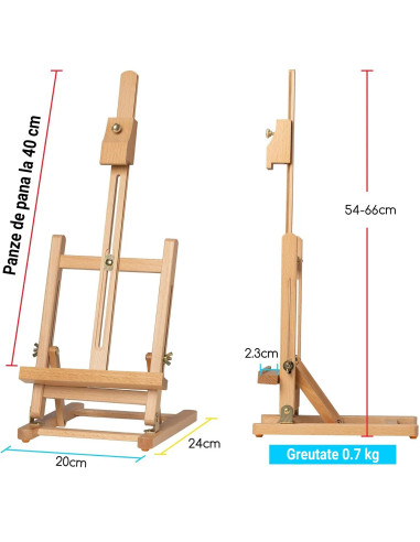 W06E_NATUR,Sevalet de masa reglabil din lemn de fag, pliabil, pentru panze de pana la 40 cm, greutate 0.7kg, culoare natur, W06E