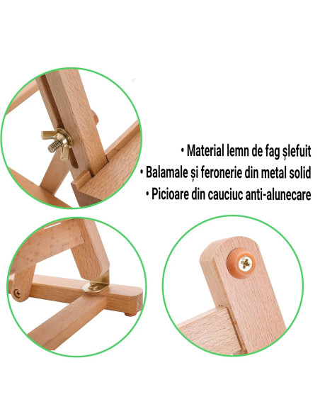 W06E_NATUR,Sevalet de masa reglabil din lemn de fag, pliabil, pentru panze de pana la 40 cm, greutate 0.7kg, culoare natur, W06E