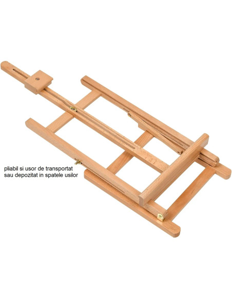 W06B_NATUR,Sevalet de masa/birou din lemn de Fag, pliabil, inaltime ajustabila intre 82-112 cm, pt panze de pana la 60 cm, greut