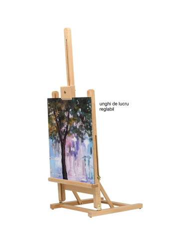 W06B_NATUR,Sevalet de masa/birou din lemn de Fag, pliabil, inaltime ajustabila intre 82-112 cm, pt panze de pana la 60 cm, greut