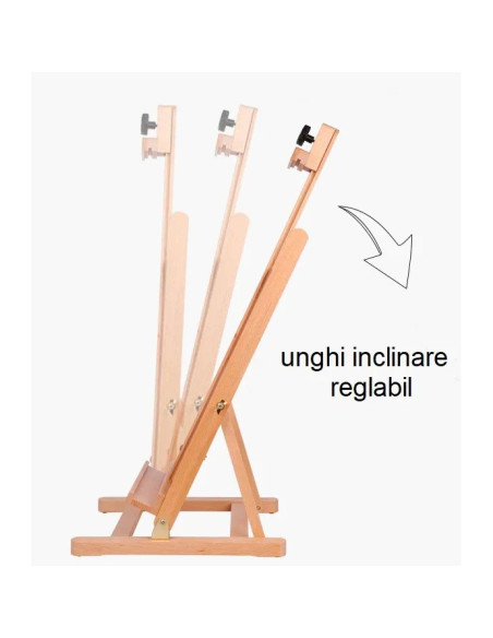 W06A_NATUR,Sevalet de masa/birou din lemn de Fag, finisaje premium, inaltime ajustabila intre 82-117 cm, suporta panze de pana l