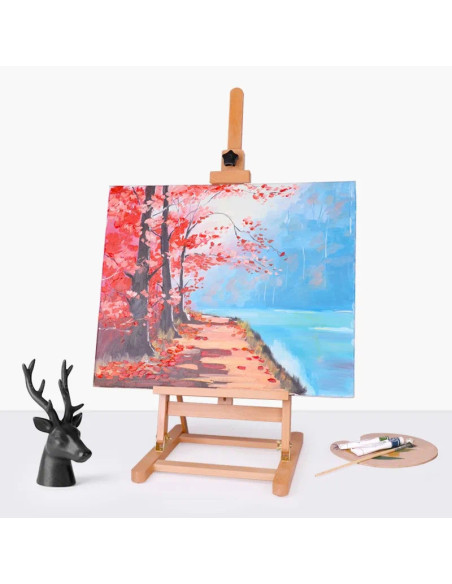 W06A_NATUR,Sevalet de masa/birou din lemn de Fag, finisaje premium, inaltime ajustabila intre 82-117 cm, suporta panze de pana l
