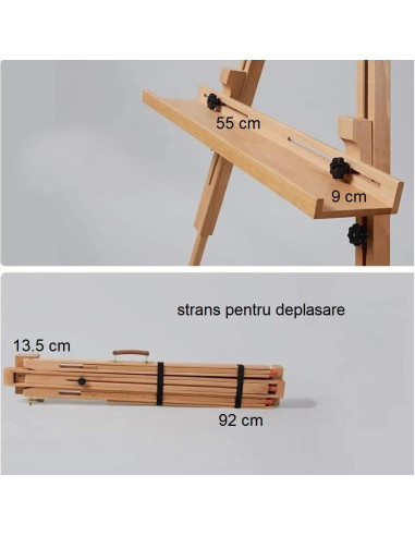 SJ_M2,Sevalet profesional din lemn de fag &ndash Stabilitate, eleganta si versatilitate pentru orice artist, inaltime reglabila 