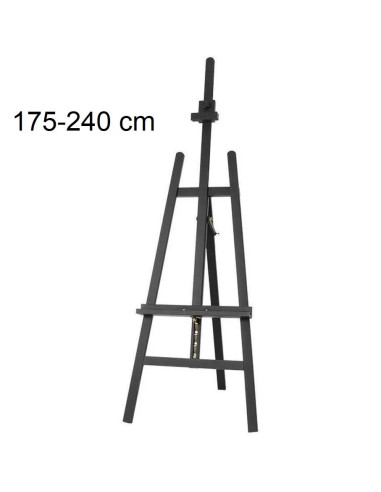 W04A_NEGRU,Șevalet pictură, din lemn de fag, inaltime 175 cm - 240 cm, pentru panze inalte de pana la 130 cm, culoare neagra, W0