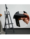 W04A_NEGRU,Șevalet pictură, din lemn de fag, inaltime 175 cm - 240 cm, pentru panze inalte de pana la 130 cm, culoare neagra, W0