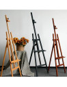 W04A_NEGRU,Șevalet pictură, din lemn de fag, inaltime 175 cm - 240 cm, pentru panze inalte de pana la 130 cm, culoare neagra, W0