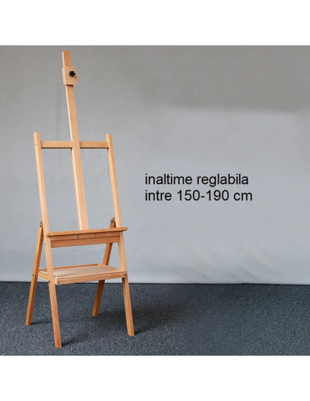 HJ1B_M3,Sevalet profesional din lemn de fag, inaltime ajustabila 150-190 cm, varianta cu tava, culoare natur, HJ-1B