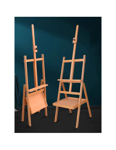 HJ1B_M3,Sevalet profesional din lemn de fag, inaltime ajustabila 150-190 cm, varianta cu tava, culoare natur, HJ-1B