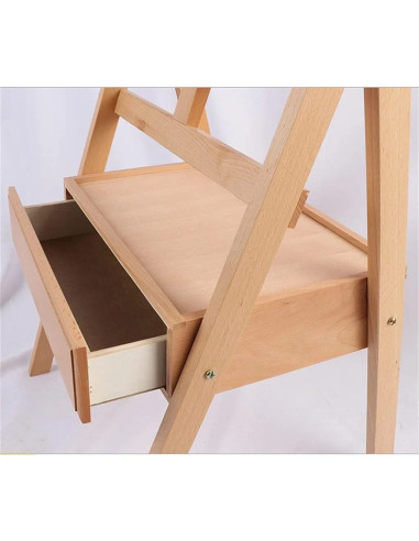 HJ1B_M1,Sevalet profesional din lemn de fag, inaltime ajustabila 150-190 cm, varianta cu cutie de depozitare, culoare natur, HJ-