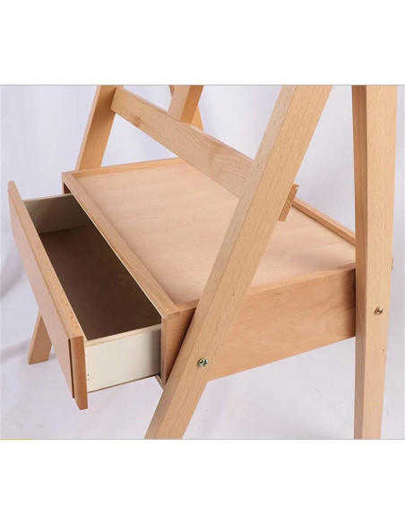 HJ1B_M1,Sevalet profesional din lemn de fag, inaltime ajustabila 150-190 cm, varianta cu cutie de depozitare, culoare natur, HJ-