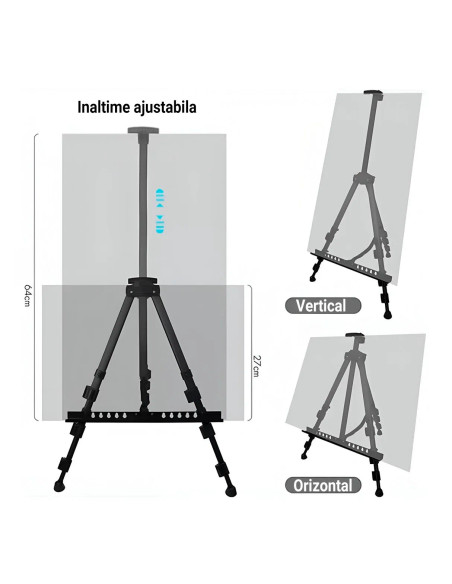 CRDSEV10,Sevalet pictura, trepied metalic cu picioare anti-derapante, inaltime reglabila 54 - 160 cm, husa transport inclusa, CR