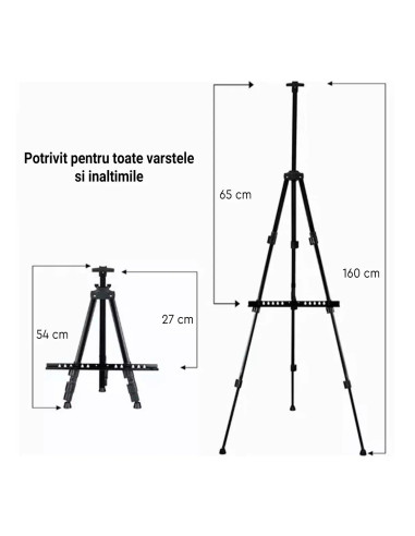 CRDSEV10,Sevalet pictura, trepied metalic cu picioare anti-derapante, inaltime reglabila 54 - 160 cm, husa transport inclusa, CR