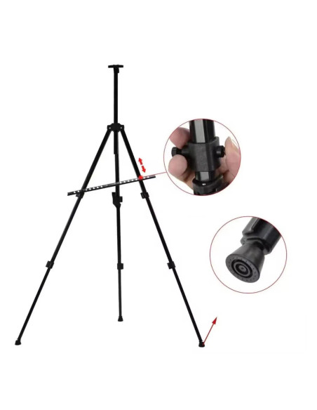 CRDSEV10,Sevalet pictura, trepied metalic cu picioare anti-derapante, inaltime reglabila 54 - 160 cm, husa transport inclusa, CR