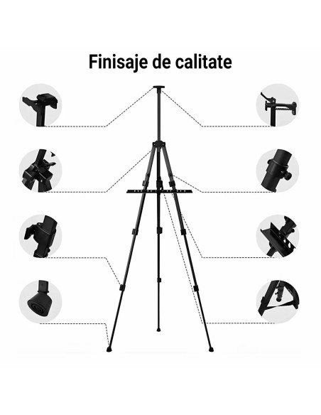 CRDSEV10,Sevalet pictura, trepied metalic cu picioare anti-derapante, inaltime reglabila 54 - 160 cm, husa transport inclusa, CR