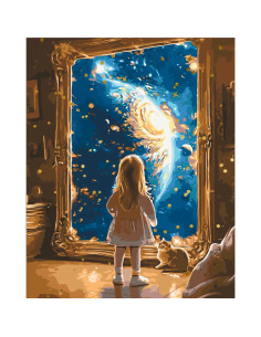 LW3306,Pictura pe numere cu sasiu si set de culori acrilice metalizate, 40x50 cm, LW3306