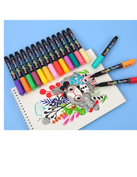 MVA-12,Set markere cu vopsea acrilică 12 culori, Criando, MVA-12