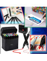 MKR_40,Set markere permanente, cu alcool, 40 culori, doua capete 1-6mm, 15 cm, geanta depozitare inclusa, Criando, MKR_40