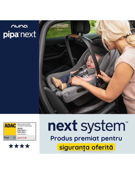 BB-CS10218CVRGL,Nuna - Scoica auto i-Size Pipa Next Caviar, nastere - 83 cm, testata ADAC