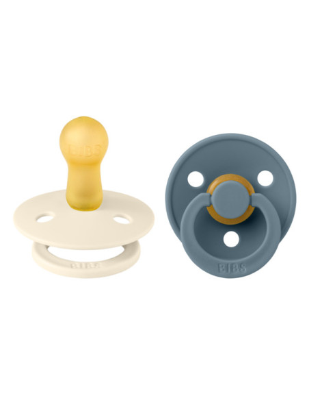 BB-120367,BIBS - Set 2 suzete Colour Latex, tetina rotunda, 6 luni +-Ivory/Petrol