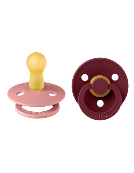 BB-120433,BIBS - Set 2 suzete Colour Latex, tetina rotunda, 6 luni +-Dusty Pink/Elderberry