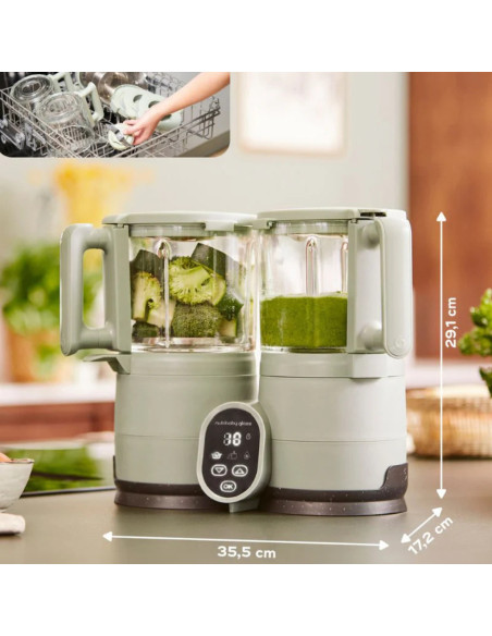 BB-A001138,Babymoov - Robot multifunctional Nutribaby Glass 4 in 1 din sticla si otel inoxidabil Celadon Green