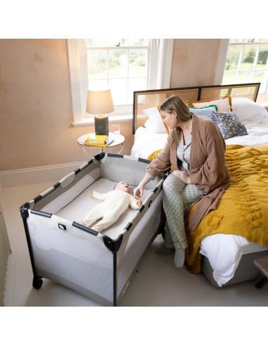 BB-P1028LAF02000,Joie - Patut pliant Commuter Change Gray Marble, cu cosulet detasabil inclus