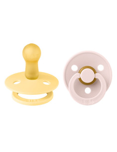 BB-120463,BIBS - Set 2 suzete Colour Latex, tetina rotunda, 6 luni +-Pale Butter/Petal