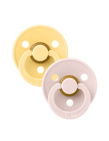BB-120463,BIBS - Set 2 suzete Colour Latex, tetina rotunda, 6 luni +-Pale Butter/Petal