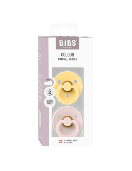 BB-120463,BIBS - Set 2 suzete Colour Latex, tetina rotunda, 6 luni +-Pale Butter/Petal
