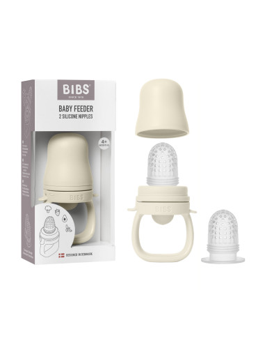 BB-4350216,BIBS - Dispozitiv de hranire Baby Feeder cu 2 tetine din silicon, Ivory