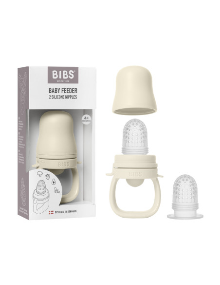 BB-4350216,BIBS - Dispozitiv de hranire Baby Feeder cu 2 tetine din silicon, Ivory
