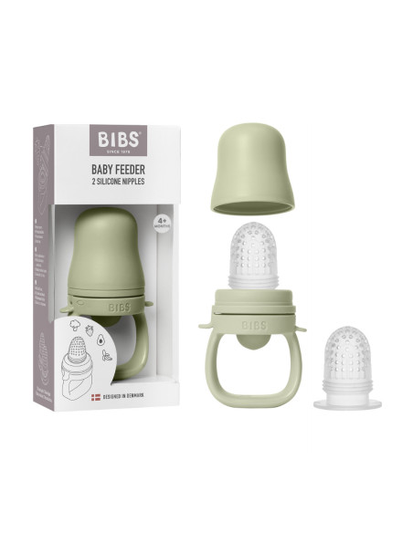 BB-4350250,BIBS - Dispozitiv de hranire Baby Feeder cu 2 tetine din silicon, Sage