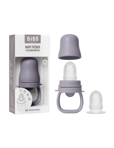 BB-4350303,BIBS - Dispozitiv de hranire Baby Feeder cu 2 tetine din silicon, Fossil Grey
