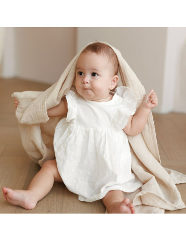 BB-CDSW003,ONINO - Muselina multifunctionala din bumbac 100% organic, HUG.me, Creamy Vanilla, x1 bucata, 120 x 120 cm, certifica