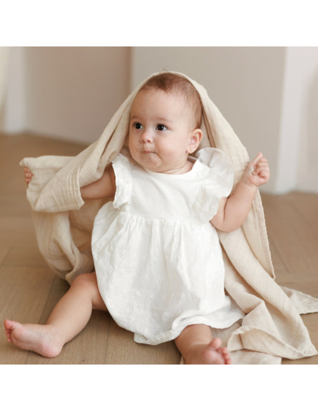 BB-CDSW003,ONINO - Muselina multifunctionala din bumbac 100% organic, HUG.me, Creamy Vanilla, x1 bucata, 120 x 120 cm, certifica