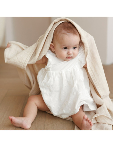 BB-CDSW003,ONINO - Muselina multifunctionala din bumbac 100% organic, HUG.me, Creamy Vanilla, x1 bucata, 120 x 120 cm, certifica