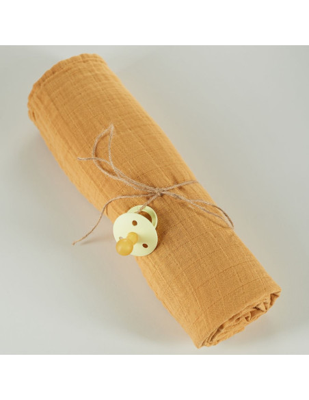 BB-CDSW001,ONINO - Muselina multifunctionala din bumbac 100% organic, HUG.me, Honey Gold, x1 bucata, 120 x 120 cm, certificata G