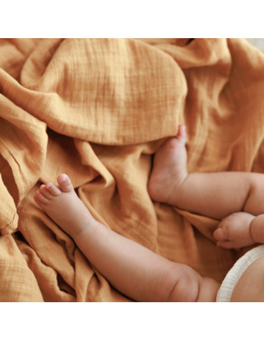 BB-CDSW001,ONINO - Muselina multifunctionala din bumbac 100% organic, HUG.me, Honey Gold, x1 bucata, 120 x 120 cm, certificata G