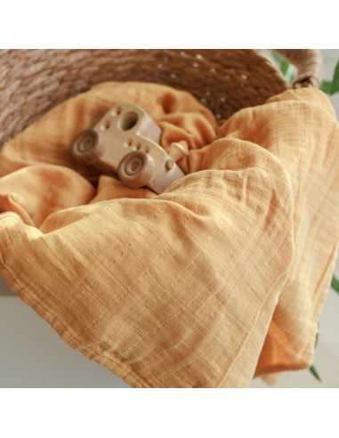 BB-CDSW001,ONINO - Muselina multifunctionala din bumbac 100% organic, HUG.me, Honey Gold, x1 bucata, 120 x 120 cm, certificata G