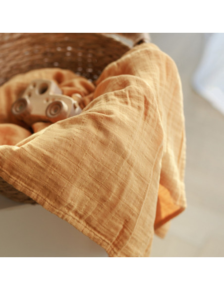 BB-CDSW001,ONINO - Muselina multifunctionala din bumbac 100% organic, HUG.me, Honey Gold, x1 bucata, 120 x 120 cm, certificata G