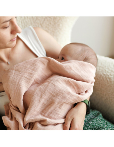 BB-CDSW005,ONINO - Muselina multifunctionala din bumbac 100% organic, HUG.me, Sandy Rose, x1 bucata, 120 x 120 cm, certificata G
