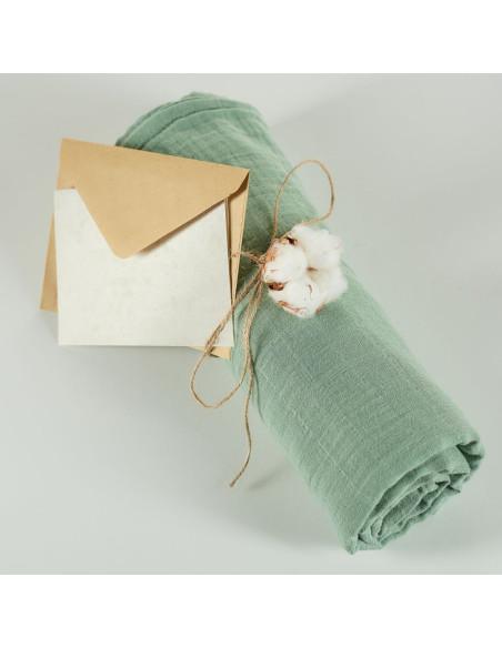 BB-CDSW004,ONINO - Muselina multifunctionala din bumbac 100% organic, HUG.me, Serene Green, x1 bucata, 120 x 120 cm, certificata