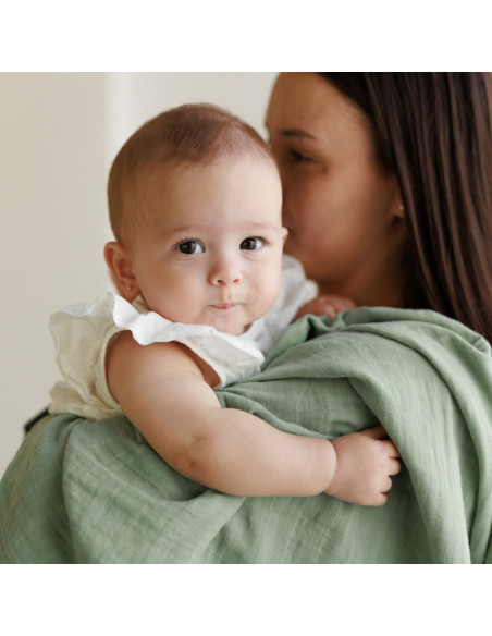 BB-CDSW004,ONINO - Muselina multifunctionala din bumbac 100% organic, HUG.me, Serene Green, x1 bucata, 120 x 120 cm, certificata