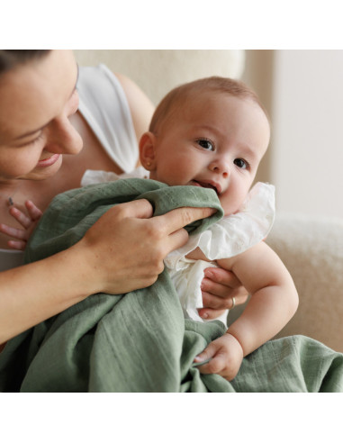 BB-CDSW004,ONINO - Muselina multifunctionala din bumbac 100% organic, HUG.me, Serene Green, x1 bucata, 120 x 120 cm, certificata