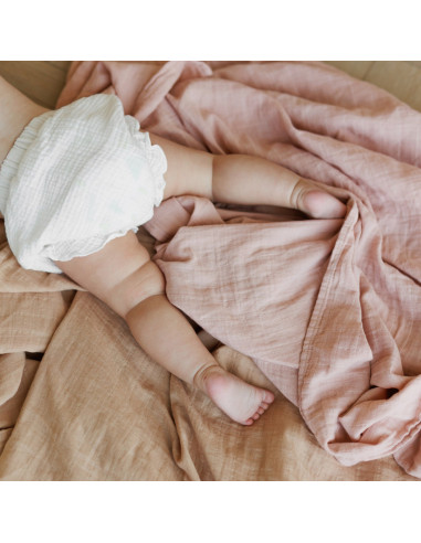 BB-CDSW006,ONINO - Muselina multifunctionala din bumbac 100% organic, HUG.me, Warm Peach, x1 bucata, 120 x 120 cm, certificata G