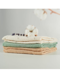 BB-CDSW008,ONINO - Muselina multifunctionala din bumbac 100% organic, HUG.me, Pure Nature, x3 bucati, 60 x 60 cm, certificata GO